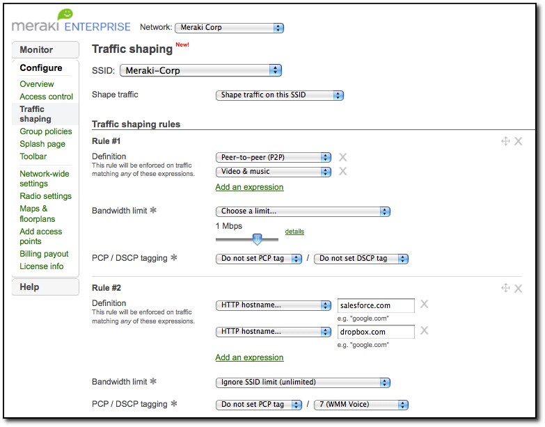 Limiting bandwidth with traffic shaping