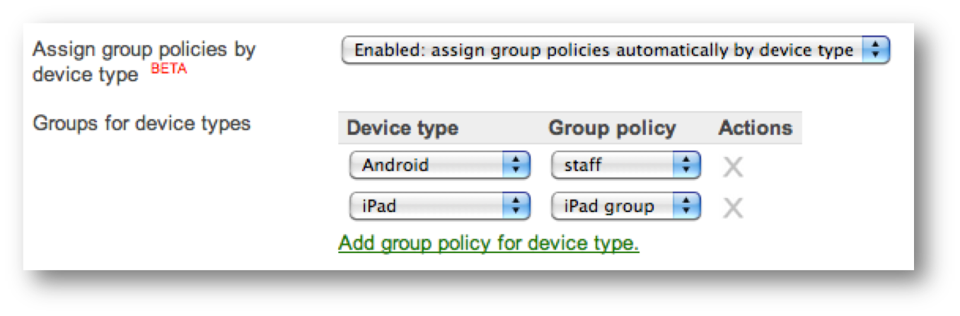Group Policies by Device Type
