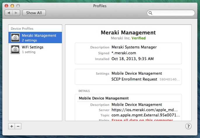 mac os profile manager