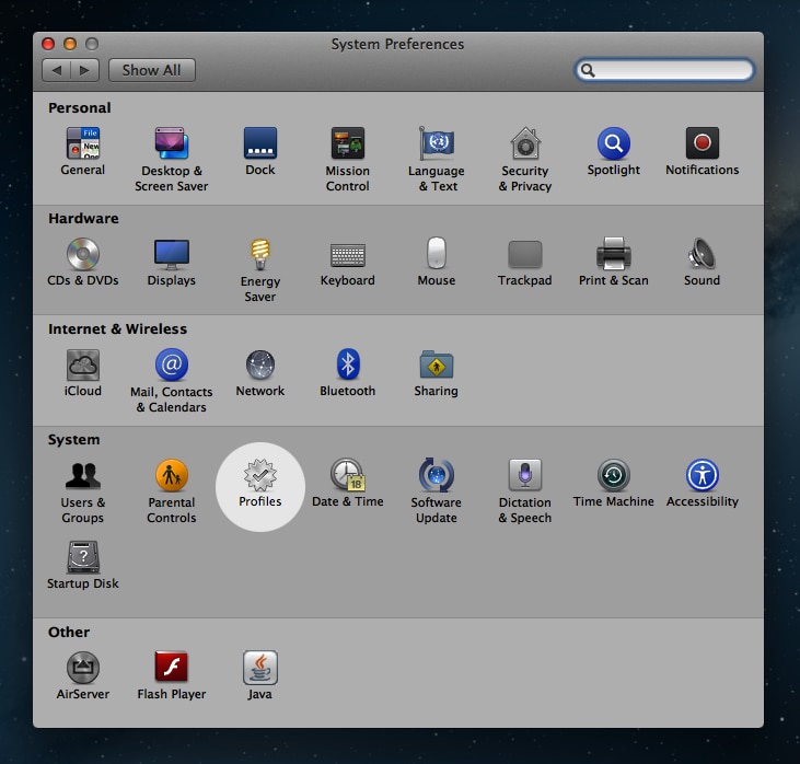 mac os profile manager