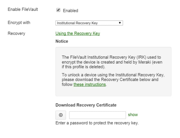 meraki mac recovery key