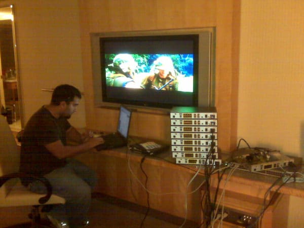 IT team member configuring devices in a hotel in San Francisco in 2011. 