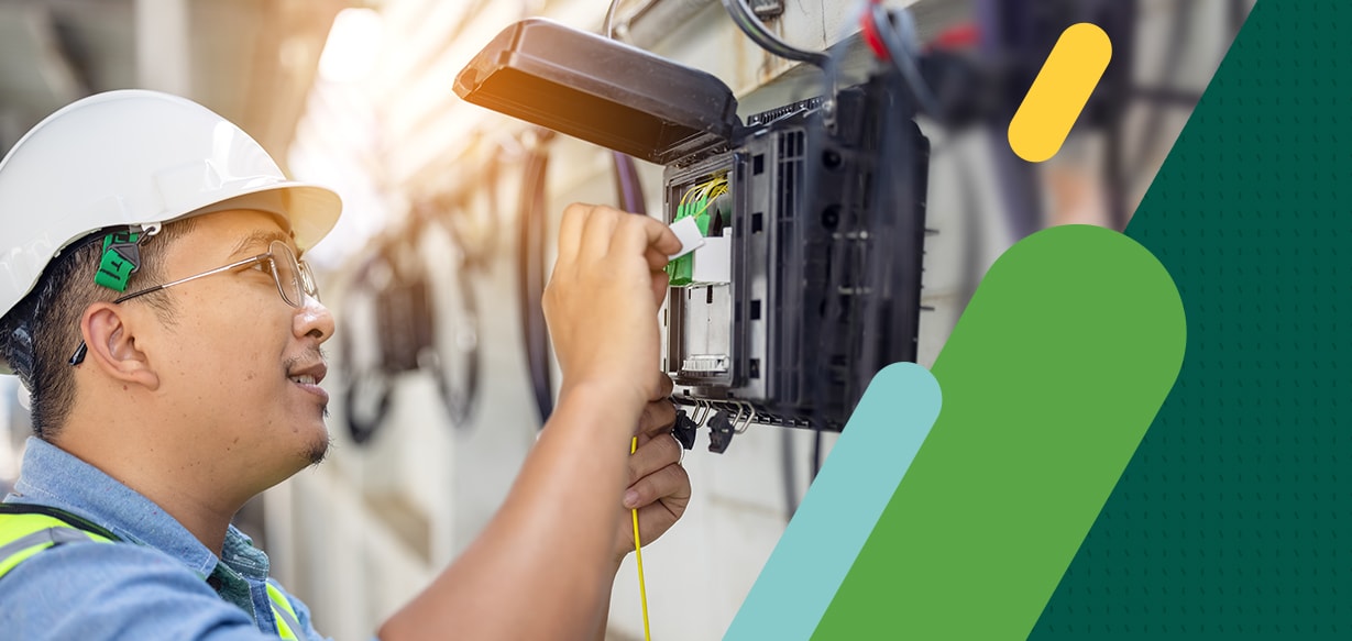 IT worker checking network cables