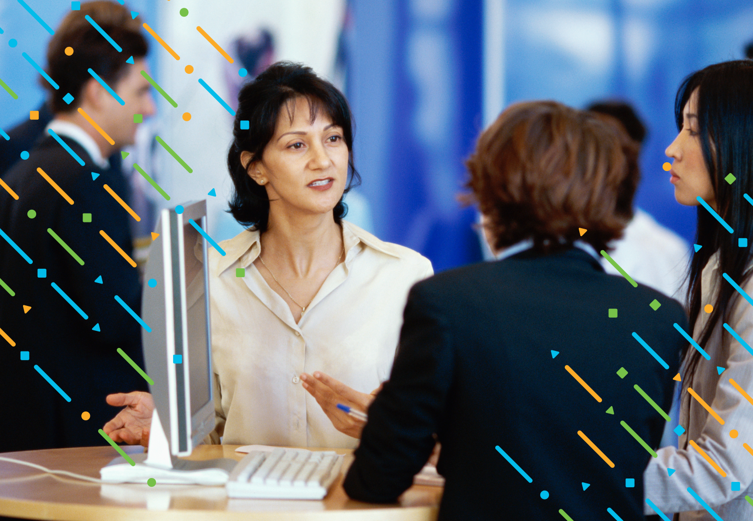 People collaborating at a trade conference