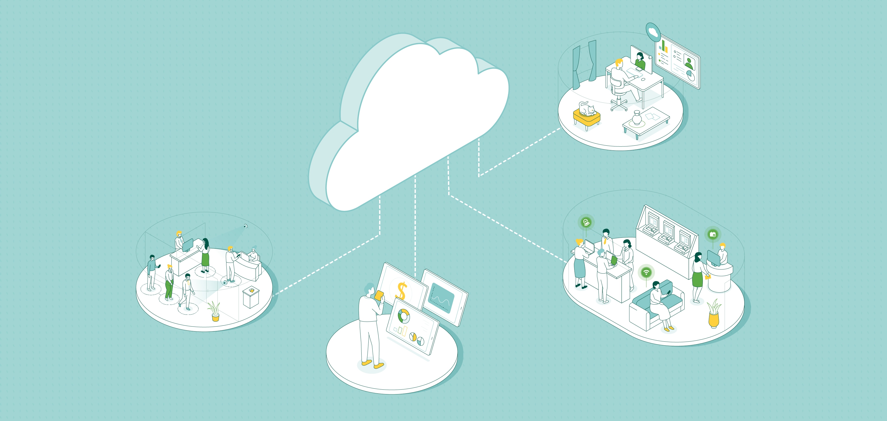 Transformación bancaria a través de la ilustración de la nube