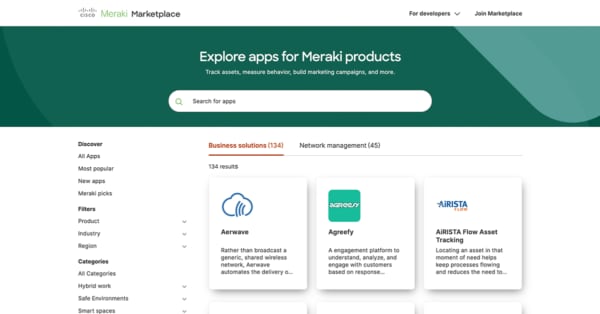 Meraki Marketplace screenshot