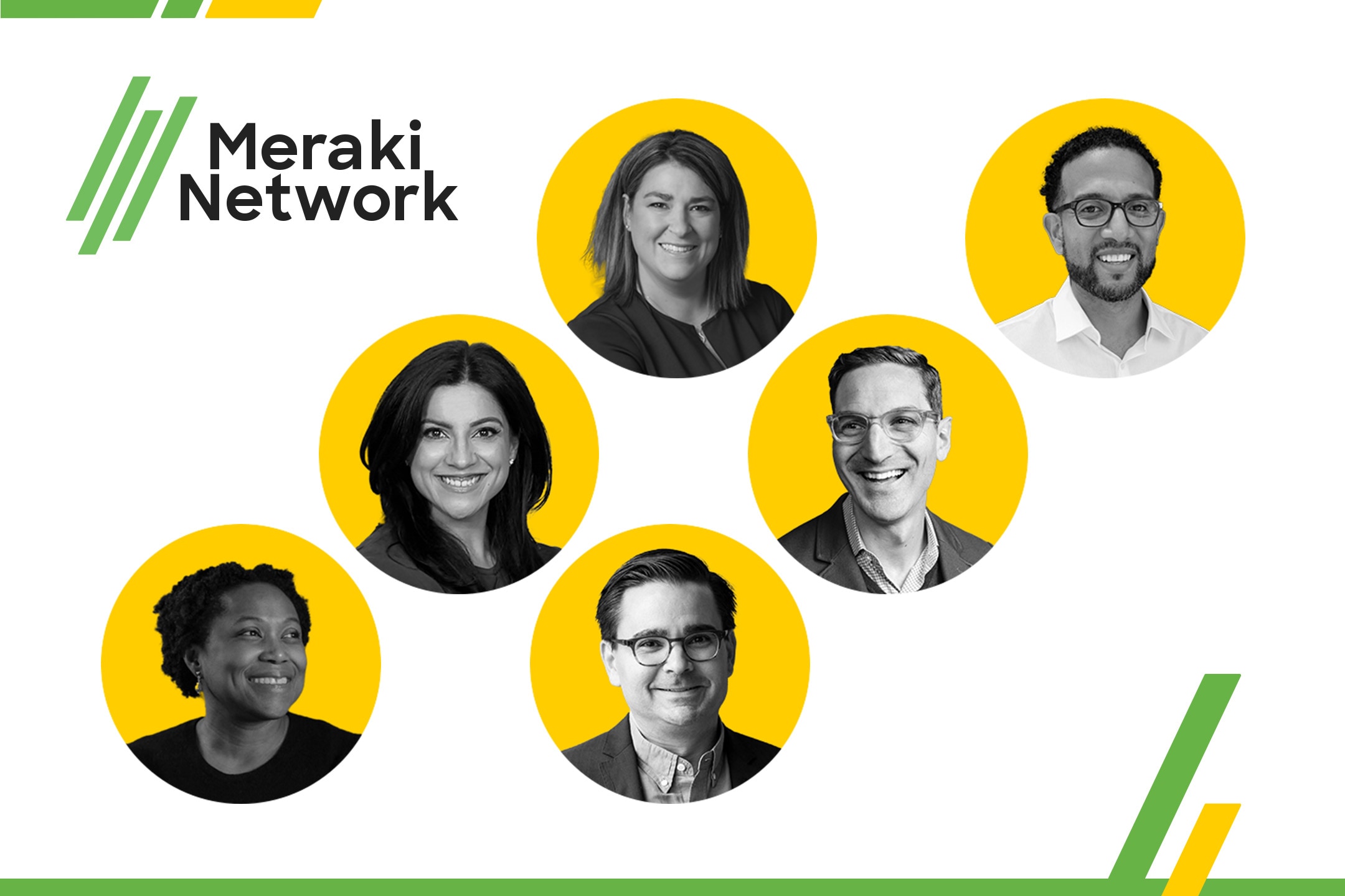 collage de ponentes y presentadores en Meraki Network
