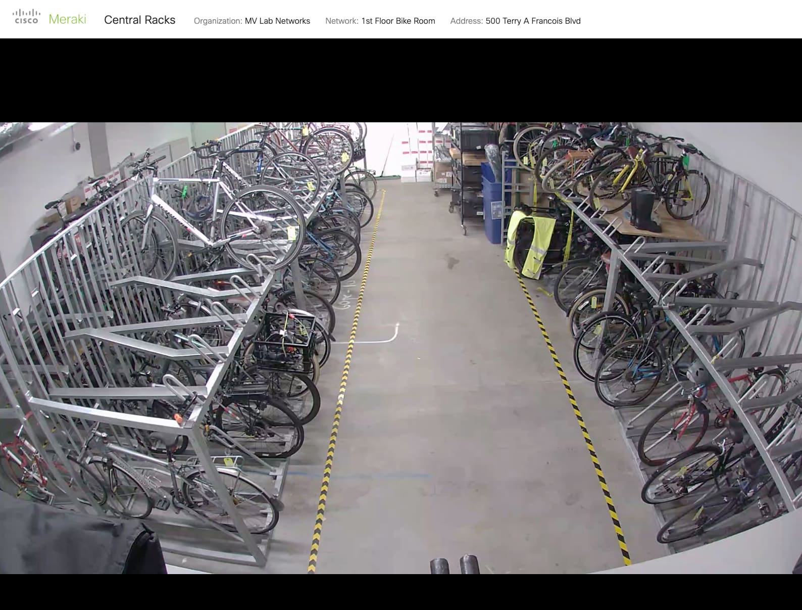 Screenshot of security camera footage of bike storage room