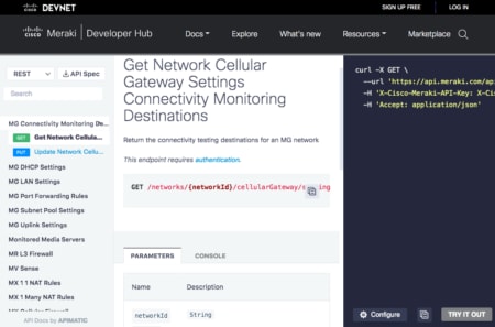 Screenshot of Cisco Devnet