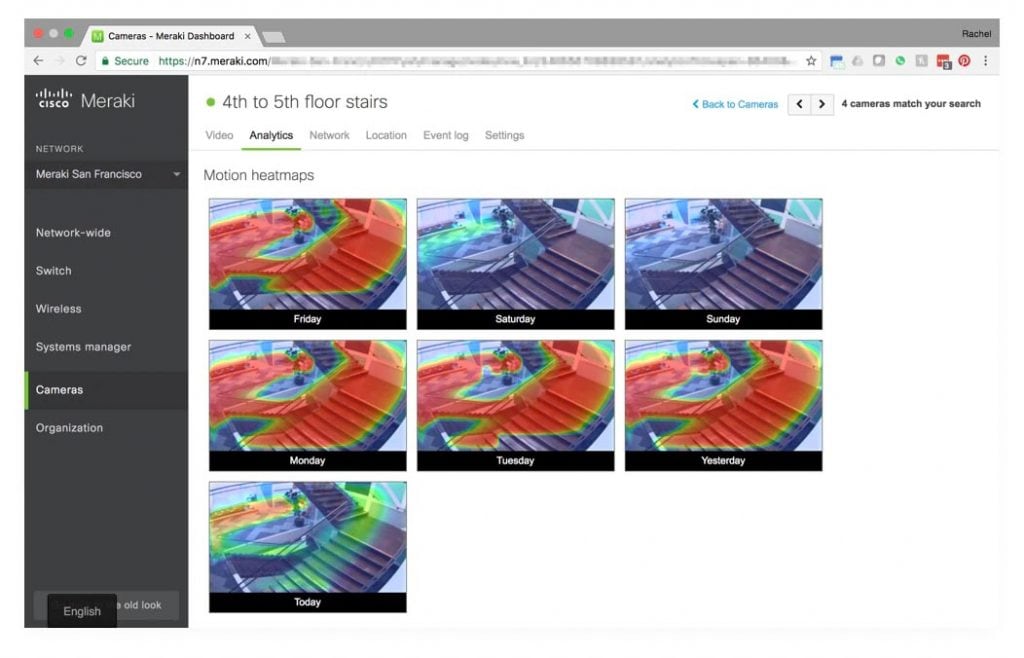 Cisco Meraki Cloud Dashboard Motion Heatmaps View